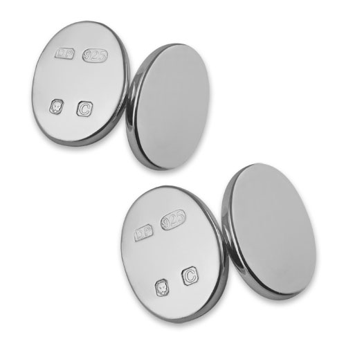 Sterling silver feature hallmark double-sided cufflinks