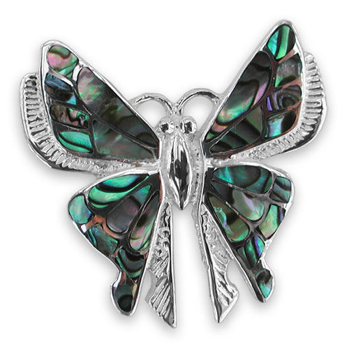 Sterling silver oyster shell butterfly brooch
