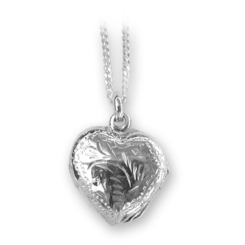Sterling silver heart locket engraved