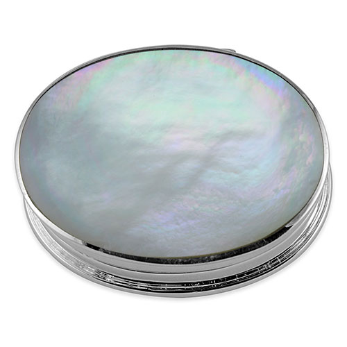 Sterling silver mother of pearl oval pill box