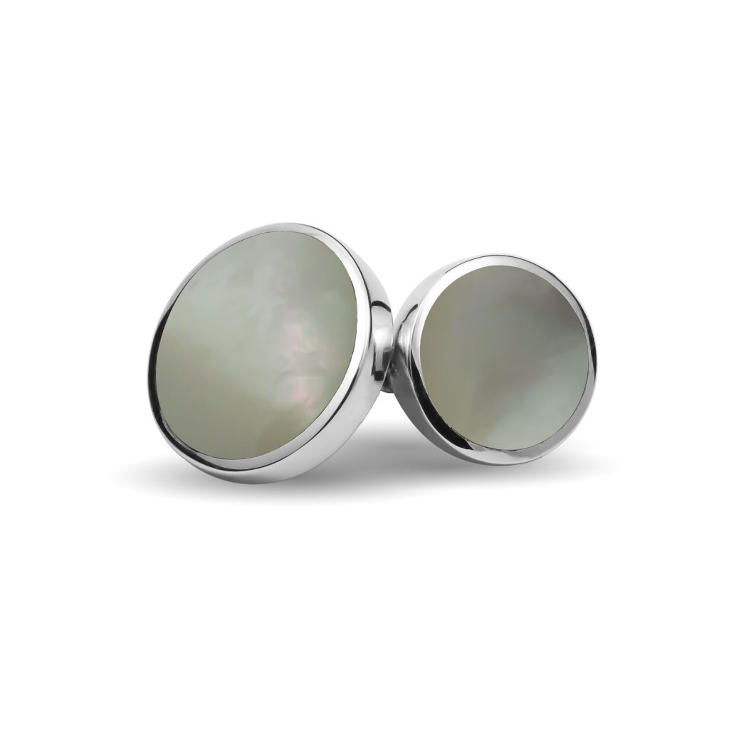 Sterling silver mother of pearl double-sided cufflinks