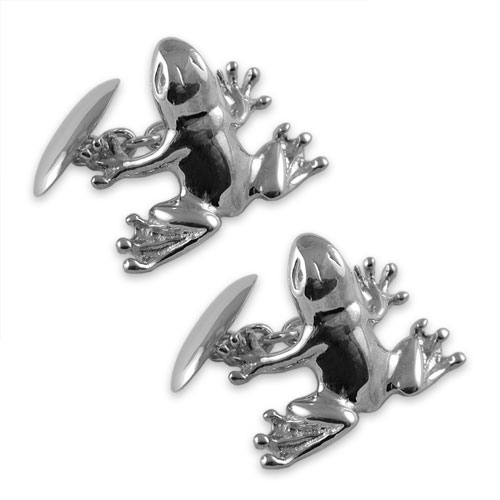 Sterling silver frog cufflinks