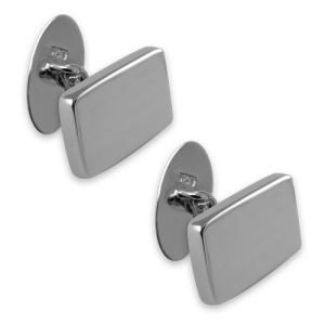 Sterling silver plain rectangular cufflinks