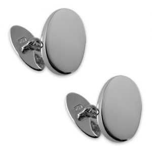 Sterling silver plain oval cufflinks