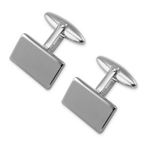 Sterling silver plain rectangular cufflinks