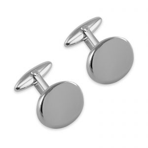 Silver plated plain oval cufflinks