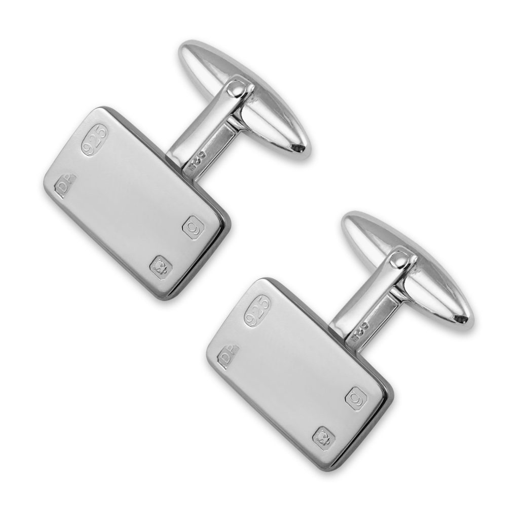 Sterling silver feature hallmark rectangular cufflinks