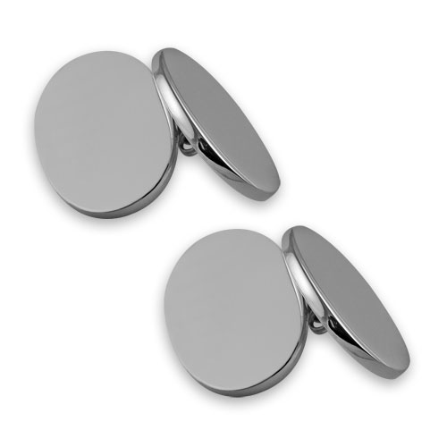 Sterling silver plain double-sided cufflinks