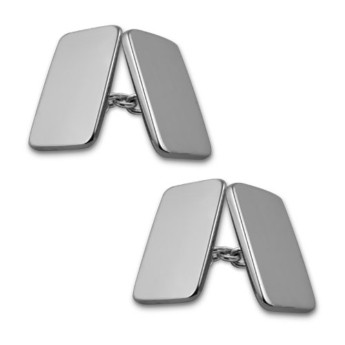 Sterling silver plain double-sided cufflinks