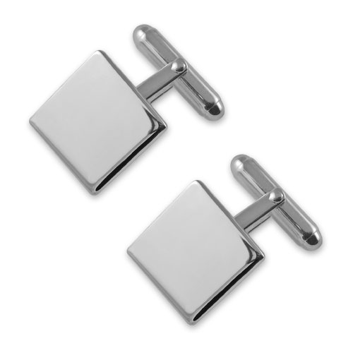 Sterling silver plain square cufflinks