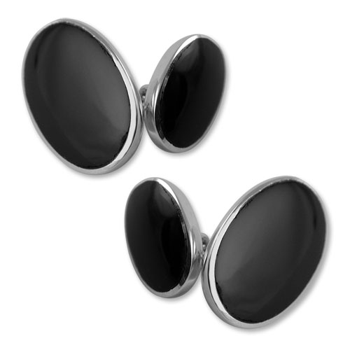Sterling silver onyx double-sided cufflnks