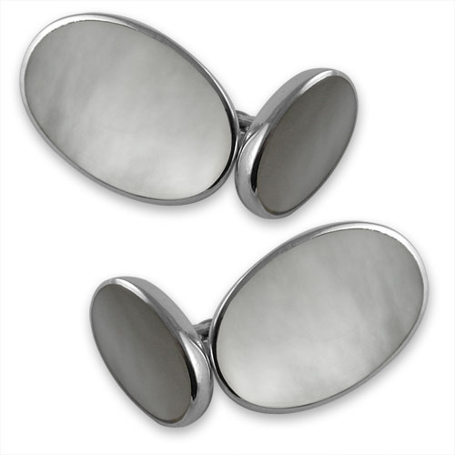 Sterling silver mother of pearl double-sided cuffflinks