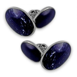 Sterling silver Enhanced lapis double-sided cufflinks