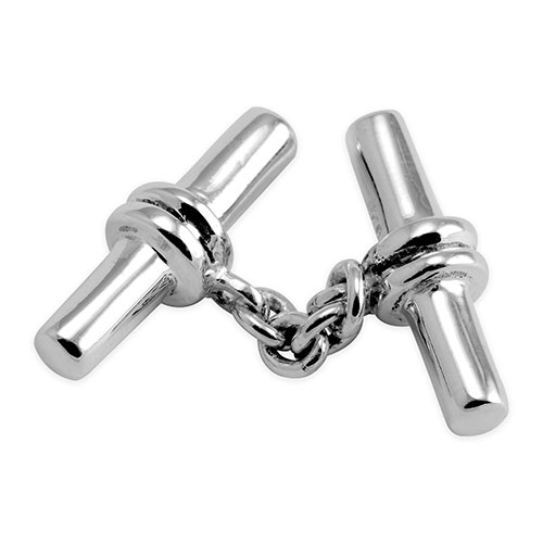 Sterling silver chain & barrel cufflinks