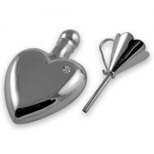 Silver Heart scent bottle with diamond inset