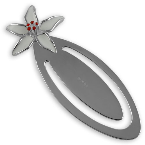 Sterling silver enamel lily bookmark
