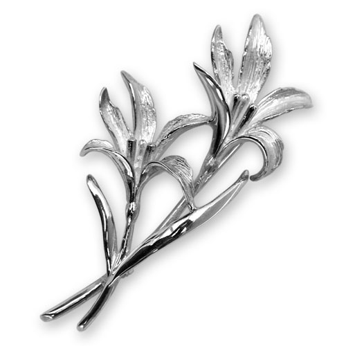 Sterling silver lily brooch