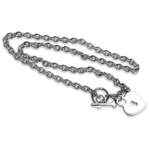 Sterling silver lock & key necklace