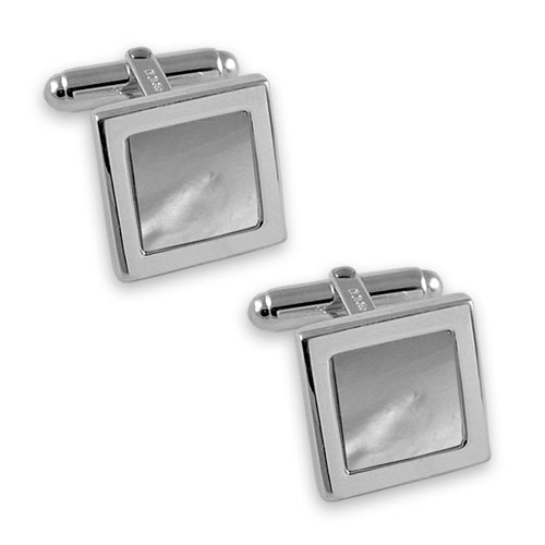 Sterling silver mother of pearl square cufflinks