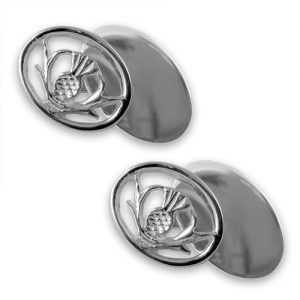 Sterling silver thistle cufflinks