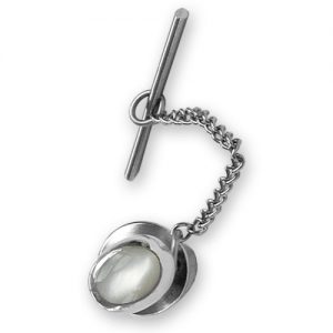 Sterling silver mother of pearl tie tack