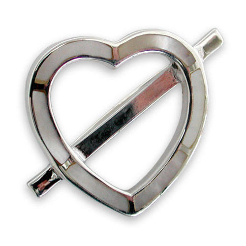 Sterling silver mother of pearl heart brooch