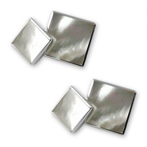 Sterling silver mother of pearl double-sided cuflinks