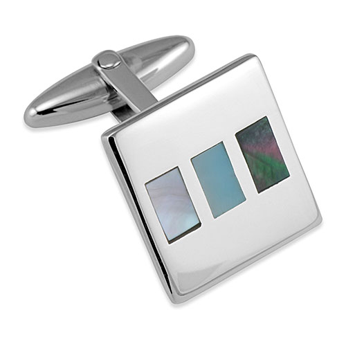 Sterling silver mother of pearl & abalone shell cufflinks