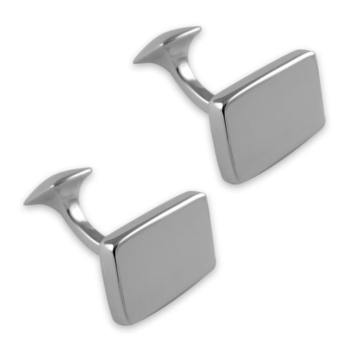 Sterling silver plain rectangular cufflinks