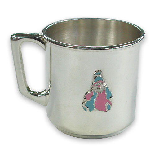 Sterling silver enamel rag doll mug