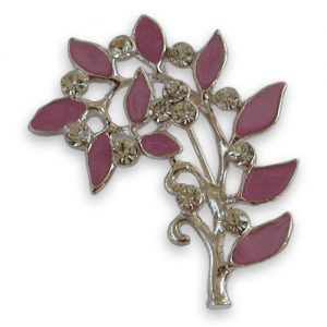 Sterling silver cubic zirconia & enamel leaf brooch