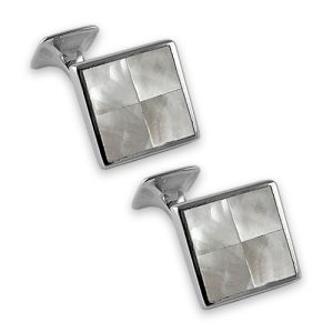 Sterling silver mother of pearl square cufflinks