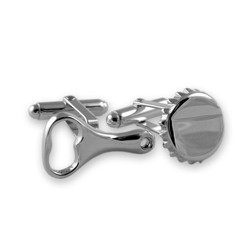 Sterling silver bottle opener & cap cufflinks