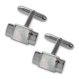 Sterling silver mother of pearl bar cufflinks