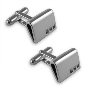 Sterling silver cubic zirconia curved cufflinks