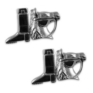 Sterling silver horse & riding boot cufflinks