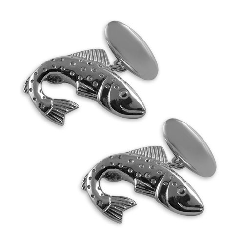 Sterling silver leaping fish cufflinks