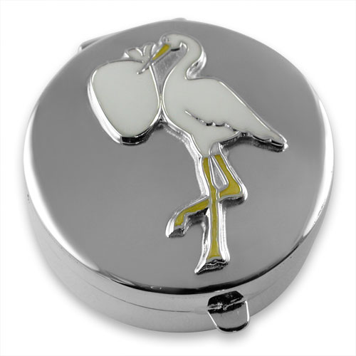 Sterling silver stork & baby keepsake box