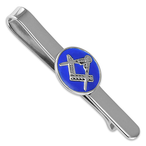 Sterling silver Masonic blue enamel tie slide