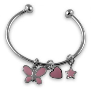 Sterling silver charm torque bangle