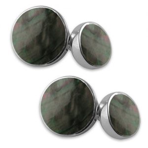 Sterling Silver Cufflinks with Black Mother of Pearl