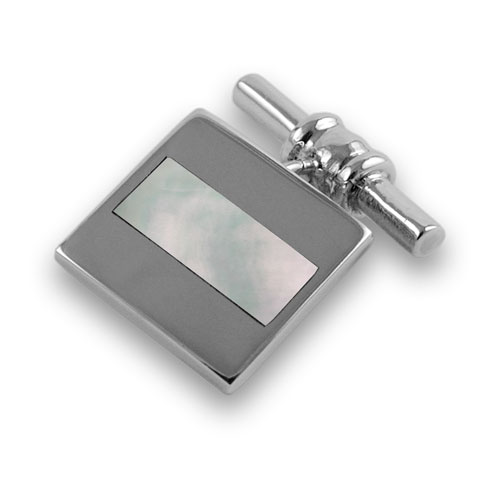 Sterling silver mother of pearl chain link cufflinks