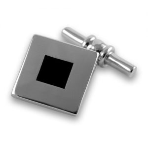 Sterling silver onyx chain link cufflinks