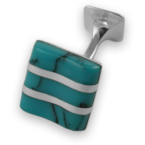 Sterling silver turquoise wave cufflinks