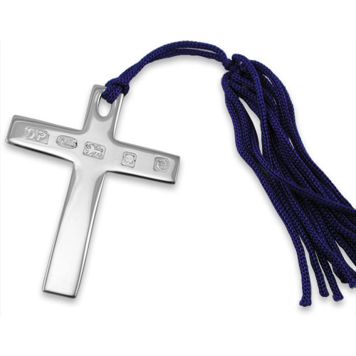 Sterling silver cross bookmark with tassle