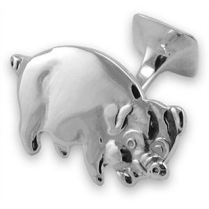 Sterling silver pig cufflink