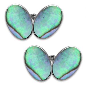 Sterling silver oyster shell double-sided large oval cufflinks
