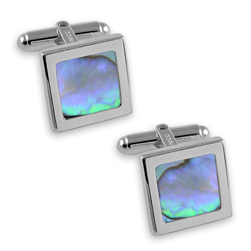 Sterling silver large oyster shell square cufflinks