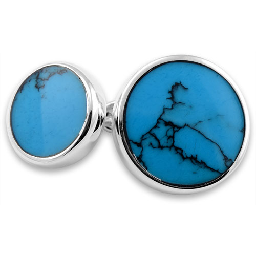 Sterling Silver Cufflinks Turquoise Round