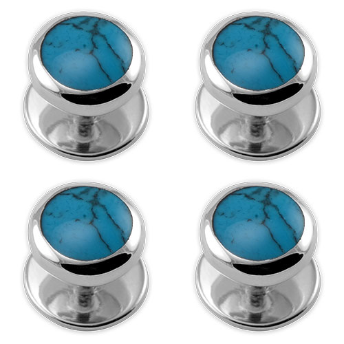 Sterling Silver Shirt Studs Turquoise (Set of 4)